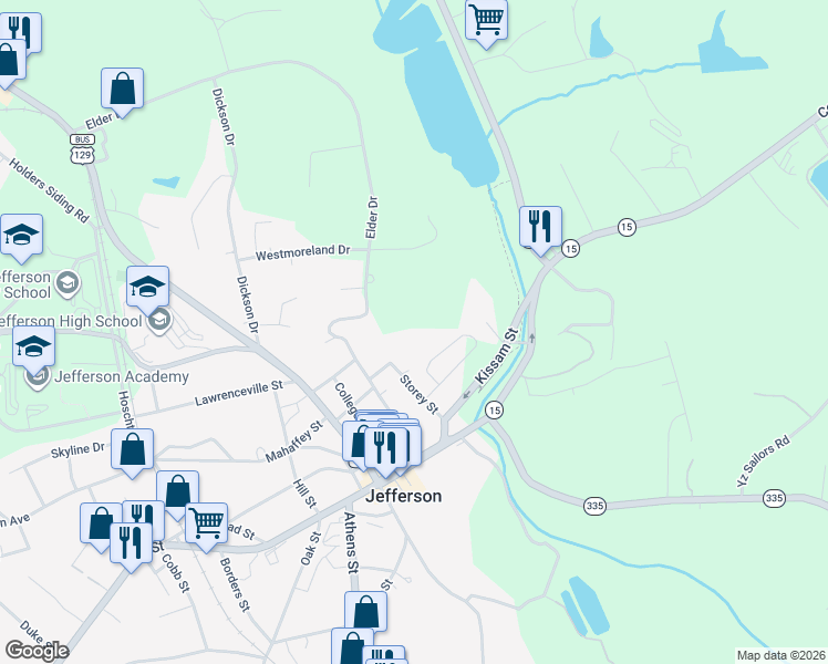 map of restaurants, bars, coffee shops, grocery stores, and more near 59 Cooley Avenue in Jefferson