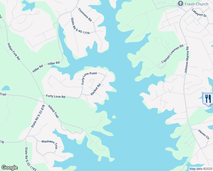 map of restaurants, bars, coffee shops, grocery stores, and more near 18 Set Point Court in Chapin