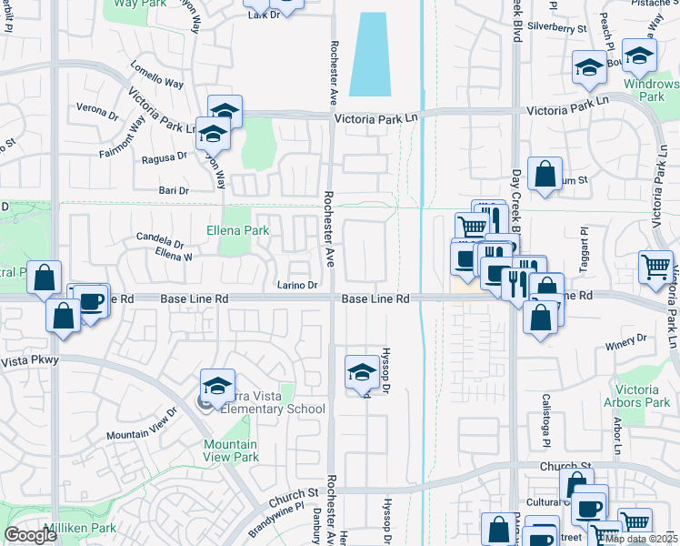 map of restaurants, bars, coffee shops, grocery stores, and more near 7246 Cumberland Place in Rancho Cucamonga