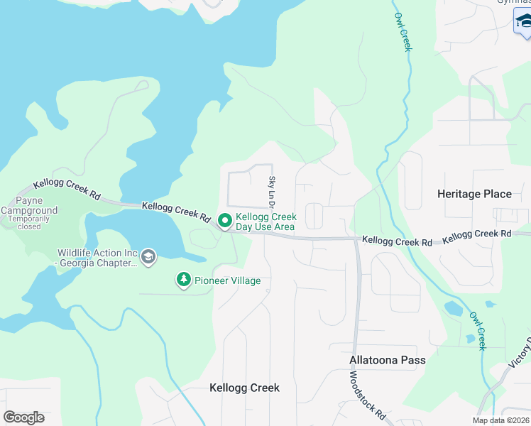 map of restaurants, bars, coffee shops, grocery stores, and more near 2005 Skyhawk Lane in Acworth