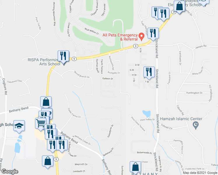 map of restaurants, bars, coffee shops, grocery stores, and more near 3459 Latitude Cove in Alpharetta