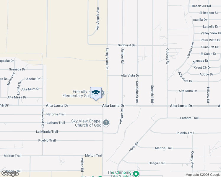 map of restaurants, bars, coffee shops, grocery stores, and more near 7217 Sunny Vista Road in Joshua Tree