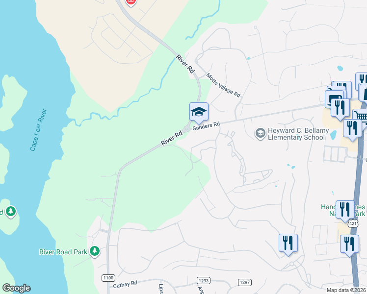 map of restaurants, bars, coffee shops, grocery stores, and more near 303 Ashworth Manor Ct in Wilmington