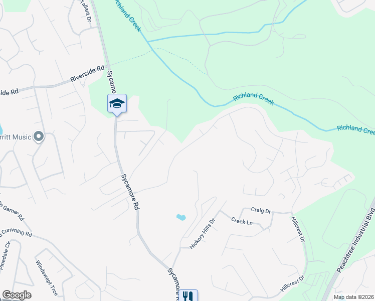 map of restaurants, bars, coffee shops, grocery stores, and more near 1391 Primrose Park Road in Sugar Hill