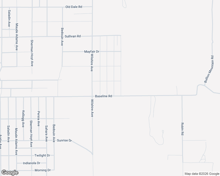 map of restaurants, bars, coffee shops, grocery stores, and more near Park Avenue in Twentynine Palms