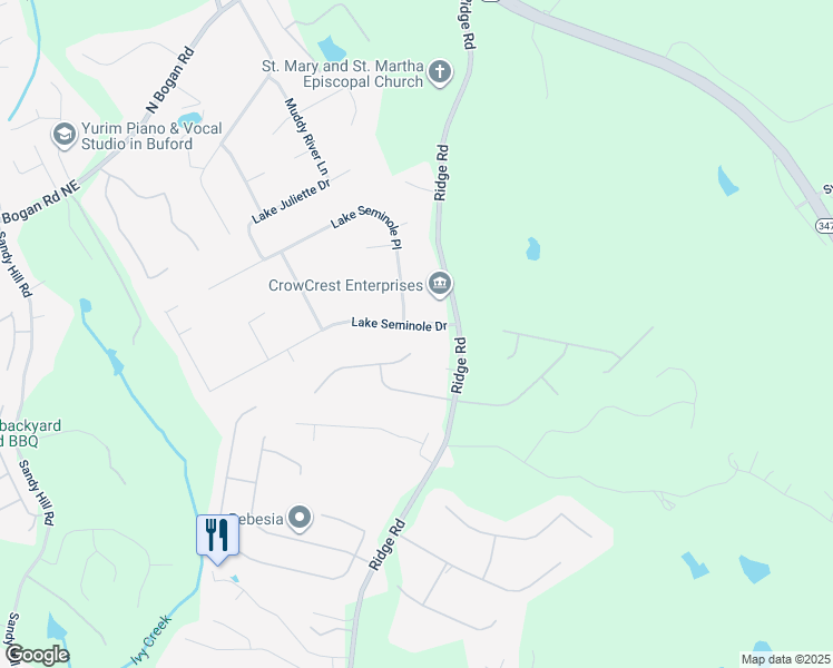 map of restaurants, bars, coffee shops, grocery stores, and more near 3775 Lake Seminole Drive in Buford