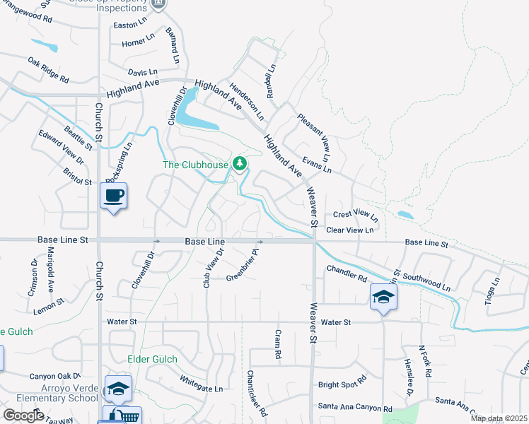 map of restaurants, bars, coffee shops, grocery stores, and more near 7173 Paul Green Drive in Highland
