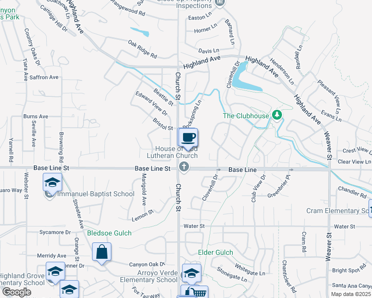 map of restaurants, bars, coffee shops, grocery stores, and more near in Highland