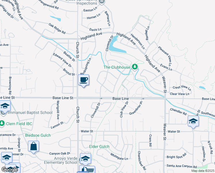 map of restaurants, bars, coffee shops, grocery stores, and more near 29118 Rosewood Lane in Highland
