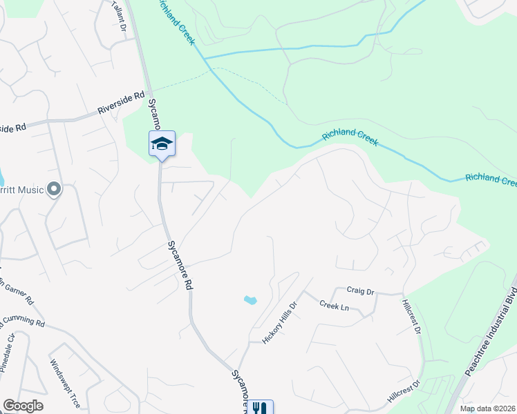 map of restaurants, bars, coffee shops, grocery stores, and more near 1391 Primrose Park Road in Sugar Hill