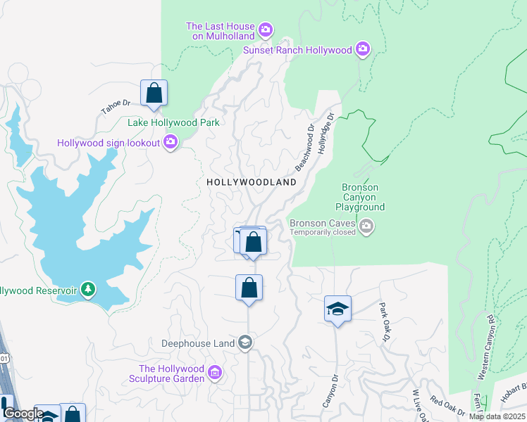 map of restaurants, bars, coffee shops, grocery stores, and more near 2915 Hollyridge Drive in Los Angeles