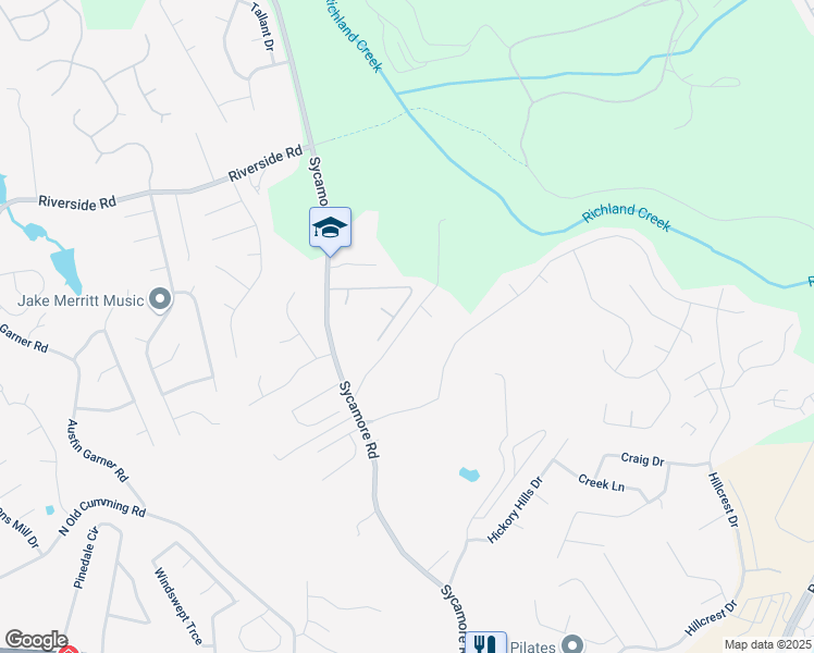map of restaurants, bars, coffee shops, grocery stores, and more near 1255 East M Croy Road in Sugar Hill