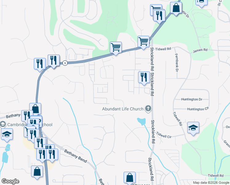 map of restaurants, bars, coffee shops, grocery stores, and more near 3580 Archgate Court in Milton