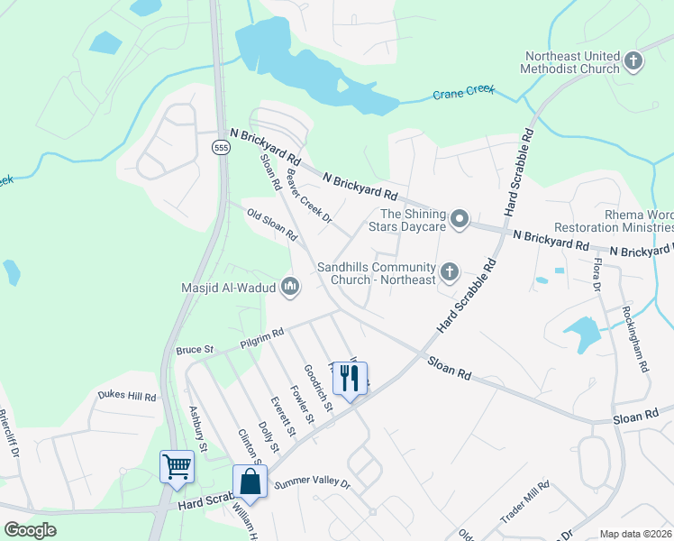 map of restaurants, bars, coffee shops, grocery stores, and more near 313 Angus Drive in Columbia