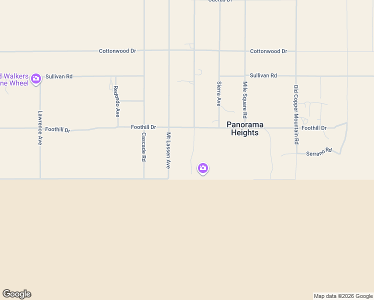 map of restaurants, bars, coffee shops, grocery stores, and more near 7192 Mount Shasta Avenue in Joshua Tree