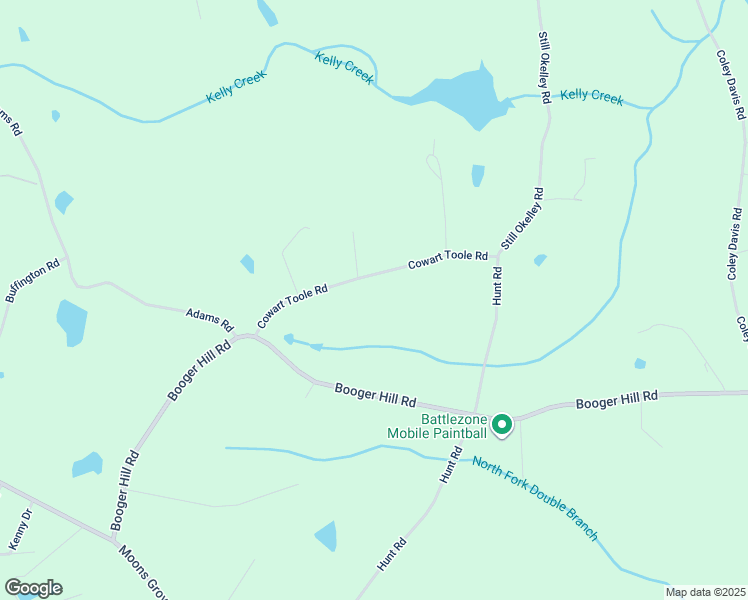 map of restaurants, bars, coffee shops, grocery stores, and more near 346 Cowart Toole Road in Danielsville