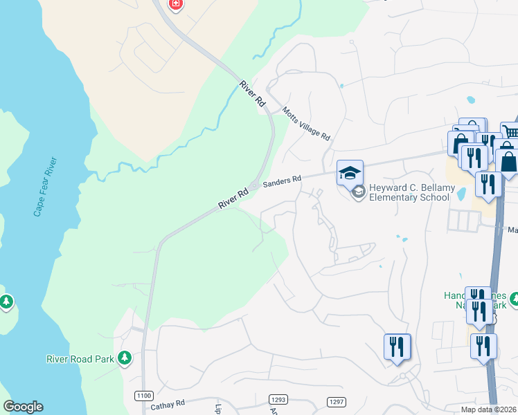 map of restaurants, bars, coffee shops, grocery stores, and more near 307 Ashworth Manor Court in Wilmington