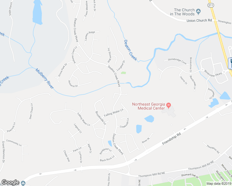 map of restaurants, bars, coffee shops, grocery stores, and more near Sharp Top Circle in Hoschton