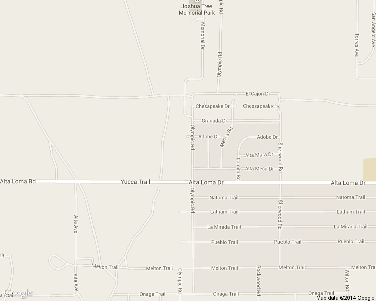 map of restaurants, bars, coffee shops, grocery stores, and more near 7202 Olympic Road in Joshua Tree