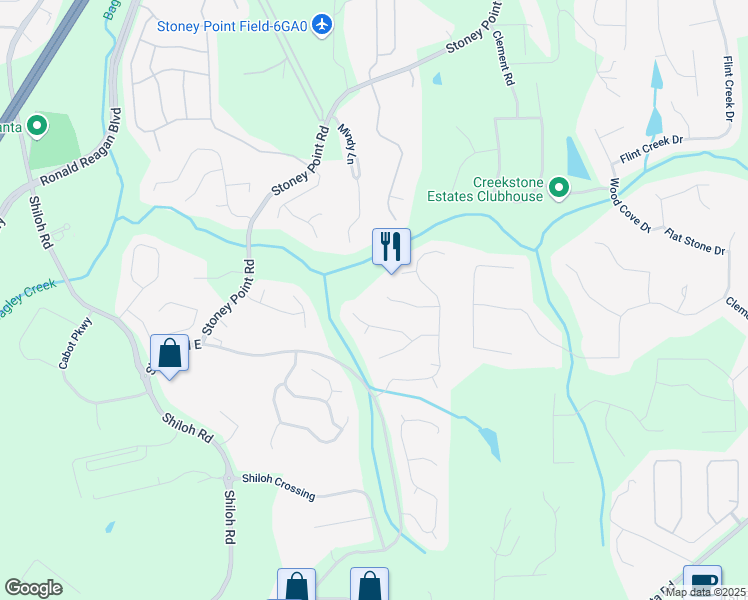 map of restaurants, bars, coffee shops, grocery stores, and more near 6795 Preston Glen Drive in Alpharetta