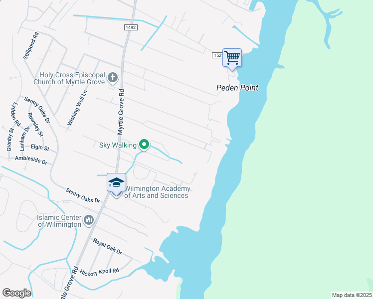 map of restaurants, bars, coffee shops, grocery stores, and more near 1404 Marsh Cove Lane in Wilmington
