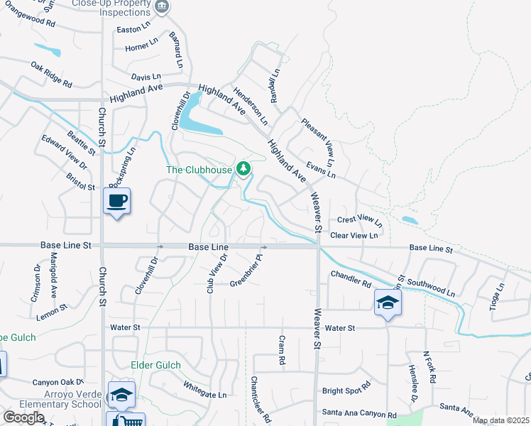 map of restaurants, bars, coffee shops, grocery stores, and more near 7163 Paul Green Drive in Highland