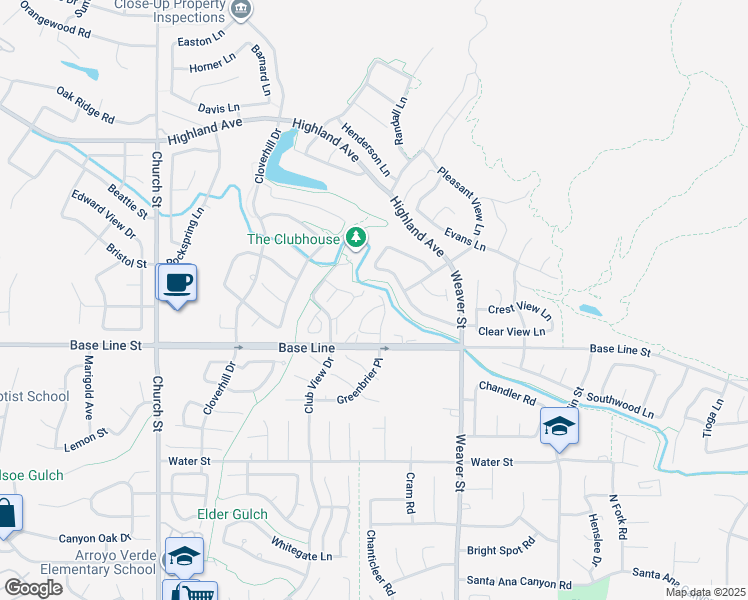 map of restaurants, bars, coffee shops, grocery stores, and more near 7148 Paul Green Drive in Highland