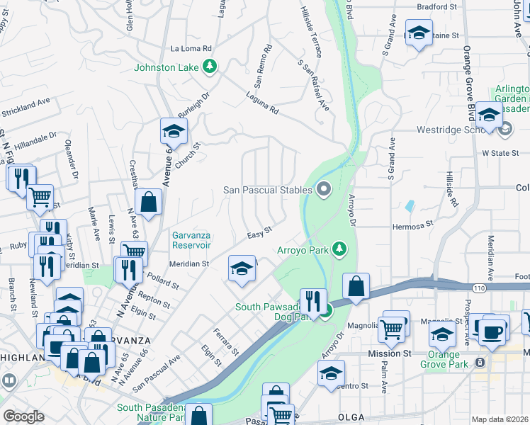 map of restaurants, bars, coffee shops, grocery stores, and more near 923 Larker Avenue in Los Angeles