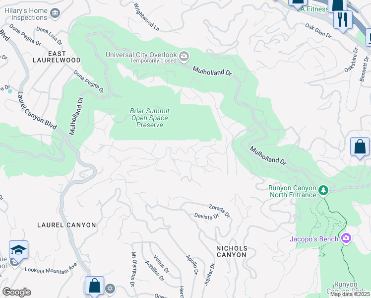 map of restaurants, bars, coffee shops, grocery stores, and more near 7731 Firenze Avenue in Los Angeles