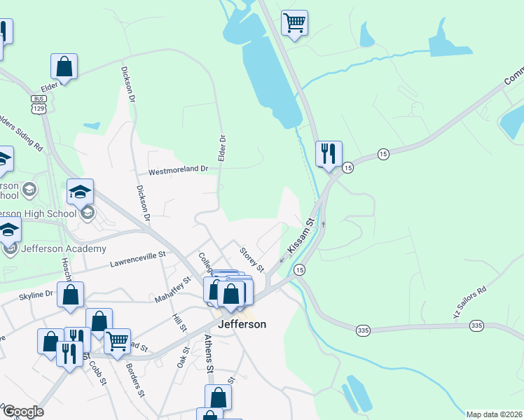 map of restaurants, bars, coffee shops, grocery stores, and more near 320 Kissam Street in Jefferson