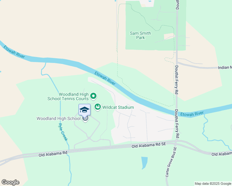 map of restaurants, bars, coffee shops, grocery stores, and more near 36 Seattle Slew Way in Cartersville