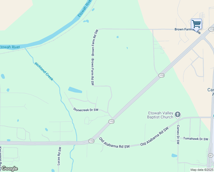 map of restaurants, bars, coffee shops, grocery stores, and more near 700 Brown Farm Road Southwest in Cartersville
