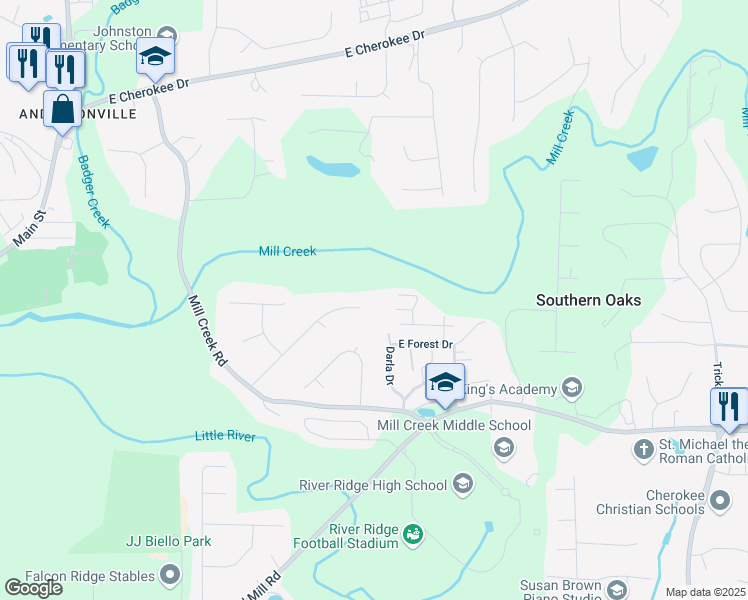 map of restaurants, bars, coffee shops, grocery stores, and more near 133 Caracas Drive in Woodstock