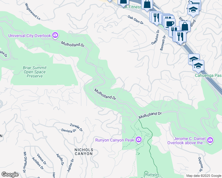 map of restaurants, bars, coffee shops, grocery stores, and more near 7450 Palo Vista Drive in Los Angeles