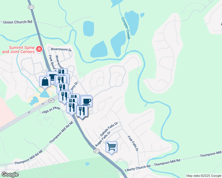 map of restaurants, bars, coffee shops, grocery stores, and more near 6623 Grand Hickory Drive in Braselton