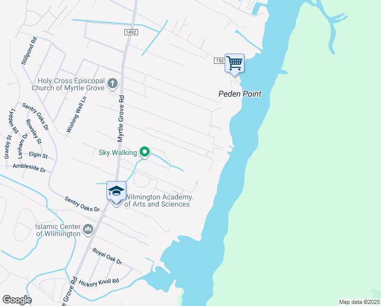 map of restaurants, bars, coffee shops, grocery stores, and more near 1404 Marsh Cove Lane in Wilmington