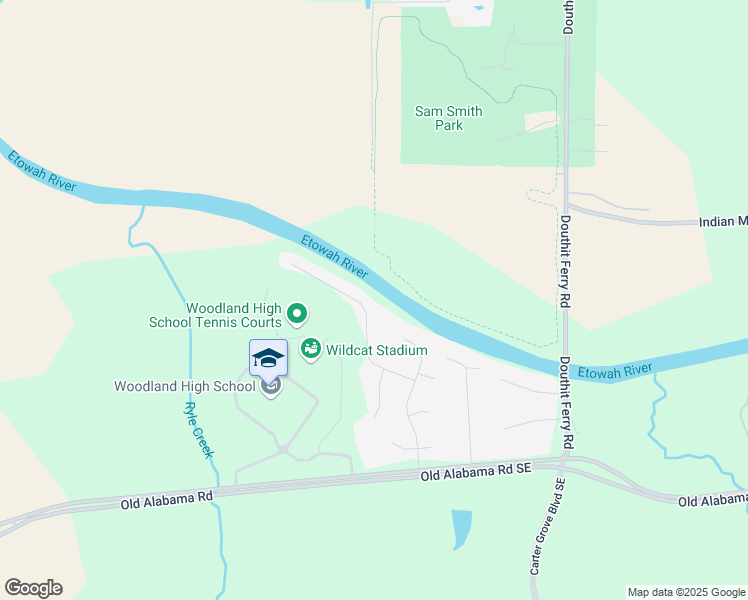 map of restaurants, bars, coffee shops, grocery stores, and more near 36 Seattle Slew Way in Cartersville