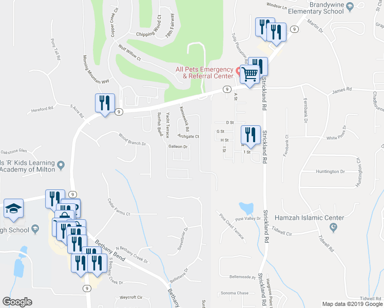 map of restaurants, bars, coffee shops, grocery stores, and more near 14098 Voyage Tr in Alpharetta