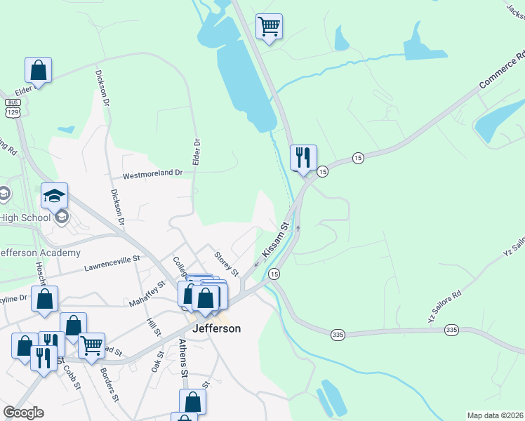 map of restaurants, bars, coffee shops, grocery stores, and more near 320 Kissam Street in Jefferson