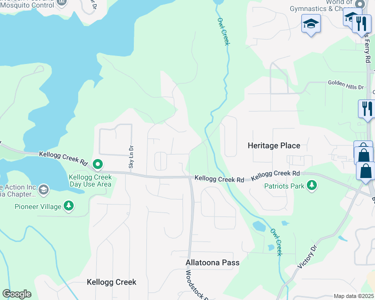 map of restaurants, bars, coffee shops, grocery stores, and more near 121 Shoals Bridge Road in Acworth
