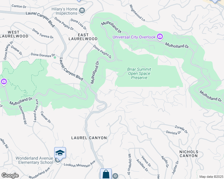map of restaurants, bars, coffee shops, grocery stores, and more near 8026 Okean Terrace in Los Angeles