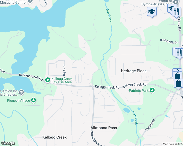 map of restaurants, bars, coffee shops, grocery stores, and more near 121 Shoals Bridge Road in Acworth