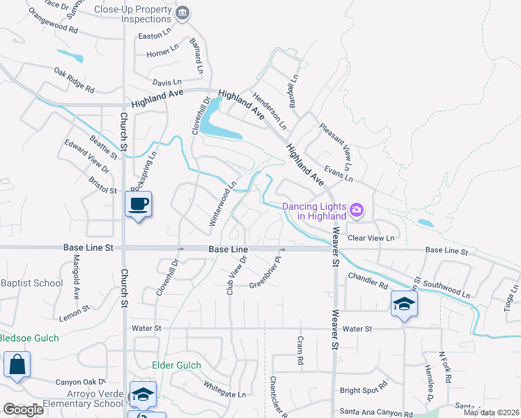 map of restaurants, bars, coffee shops, grocery stores, and more near 29330 Morena Villa Drive in Highland