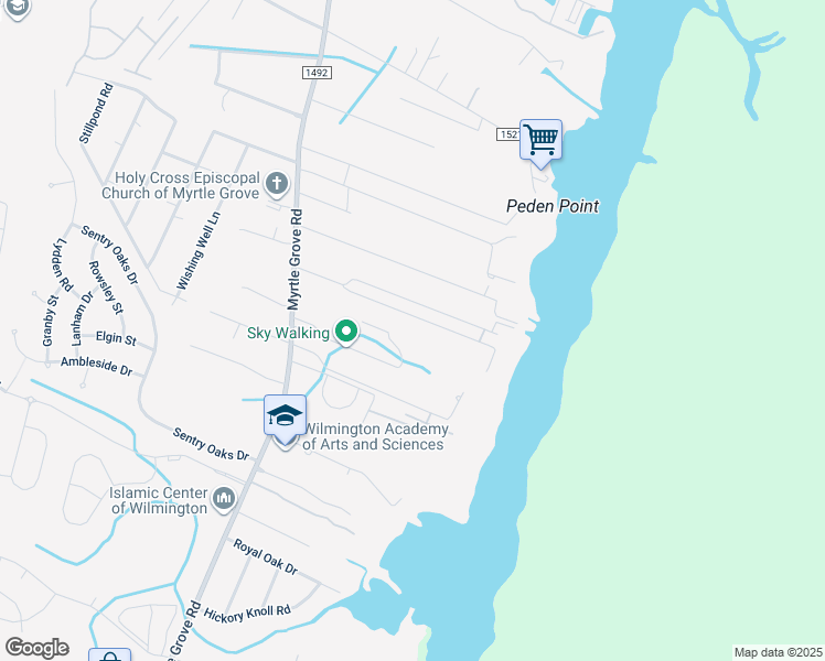 map of restaurants, bars, coffee shops, grocery stores, and more near 1322 Marsh Cove Lane in Wilmington