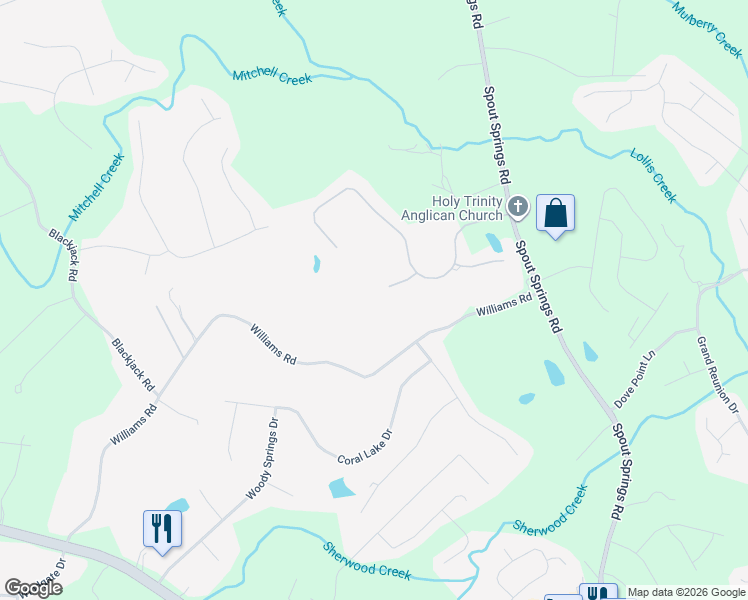 map of restaurants, bars, coffee shops, grocery stores, and more near 7145 Regent Court in Flowery Branch