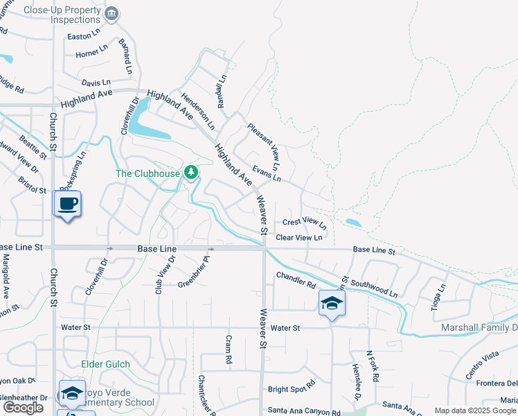 map of restaurants, bars, coffee shops, grocery stores, and more near 7193 Sunrise Court in Highland