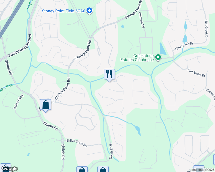 map of restaurants, bars, coffee shops, grocery stores, and more near 6790 Preston Glen Drive in Alpharetta