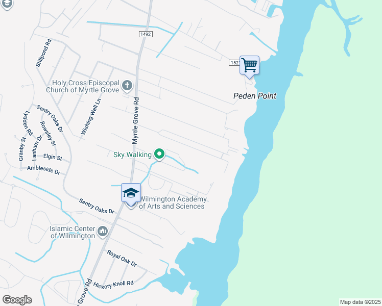 map of restaurants, bars, coffee shops, grocery stores, and more near 1322 Marsh Cove Lane in Wilmington