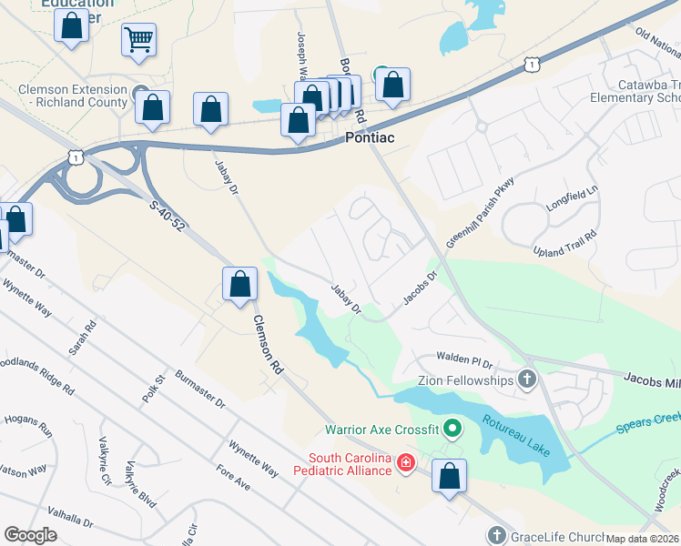 map of restaurants, bars, coffee shops, grocery stores, and more near 904 David Drive in Columbia