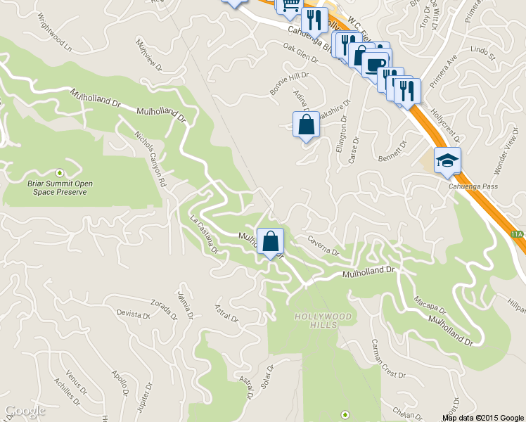 map of restaurants, bars, coffee shops, grocery stores, and more near 7422 Palo Vista Drive in Los Angeles